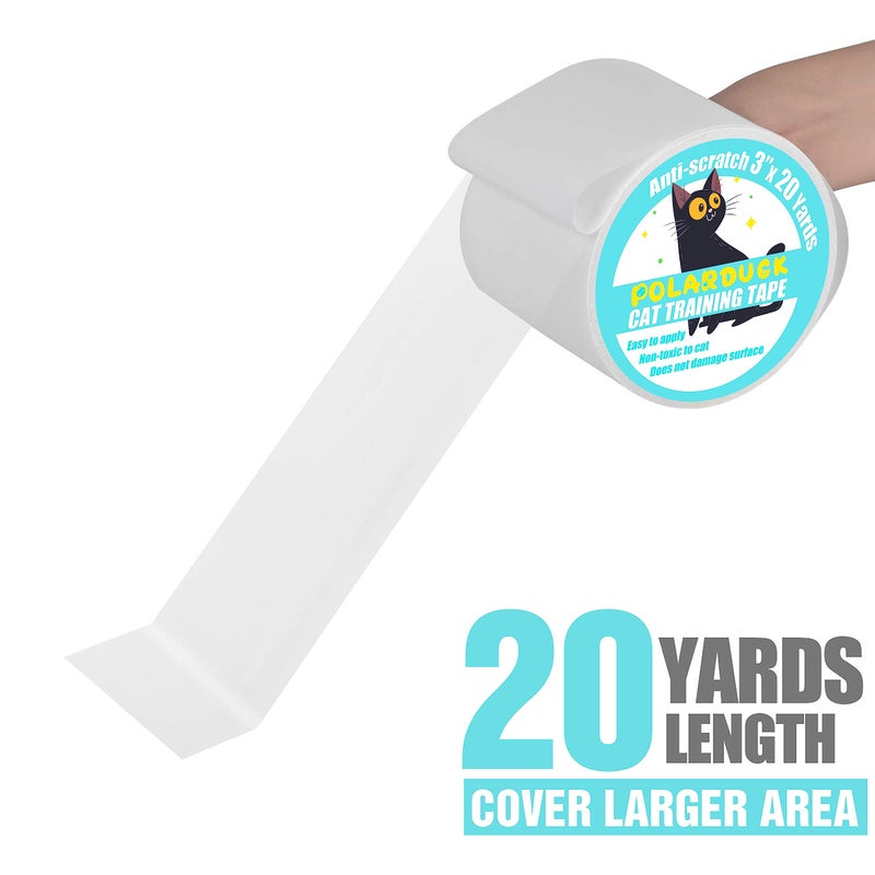 Polarduck Anti Cat Scratch Tape, 3 inches x 20 Yards Cat Training Tape, 100% Transparent Clear Double Sided Cat Scratch Deterrent Tape, Furniture Protector for Couch, Carpet, Doors, Pet & Kid Safe - Image 4